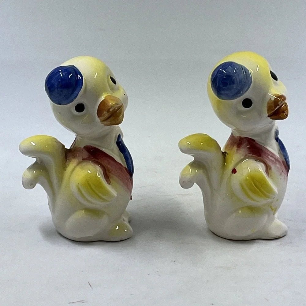 Dapper Duck Chalkware MCM Anthropomorphic Kitschy Japan 50s Shelf Decor Set